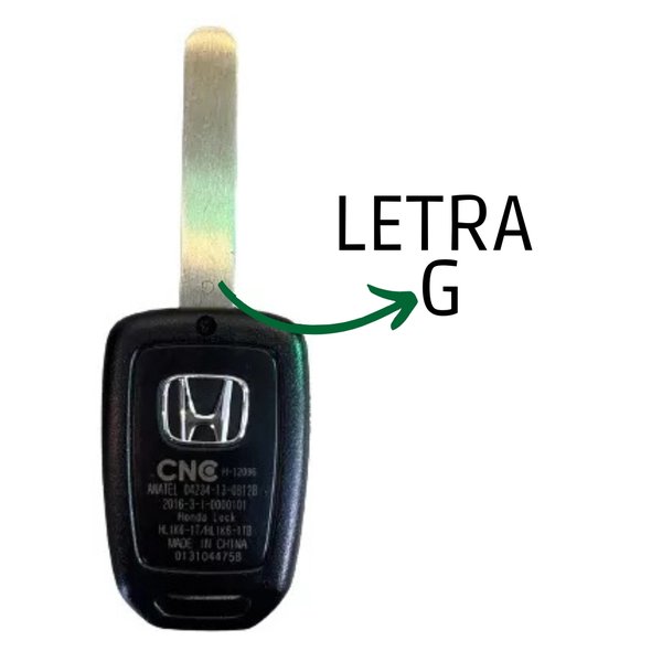 Chave Honda Completa Letra G 433Mhz 2Botões Origin